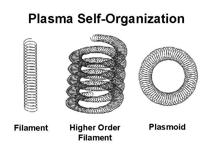 Plasma Self-Organization Filament Higher Order Filament Plasmoid 