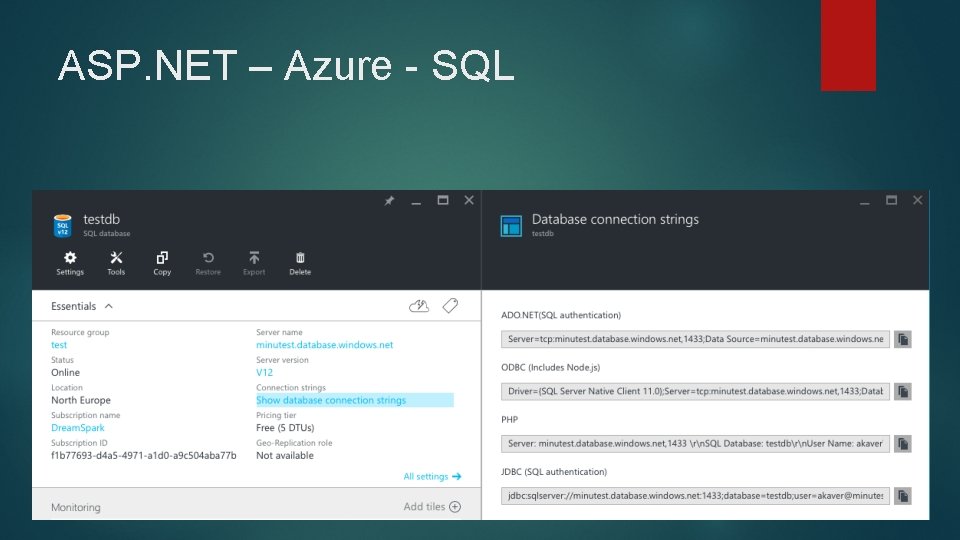 ASP. NET – Azure - SQL 