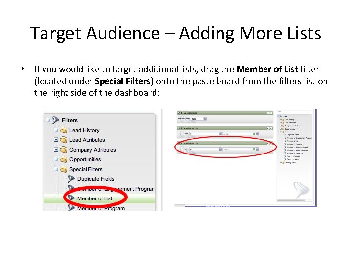 Target Audience – Adding More Lists • If you would like to target additional