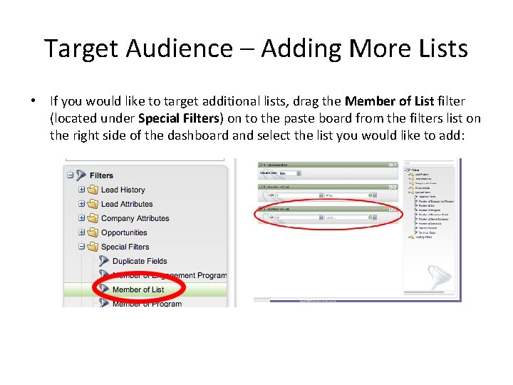 Target Audience – Adding More Lists • If you would like to target additional