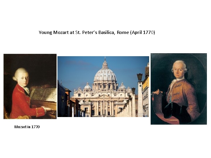 Young Mozart at St. Peter’s Basilica, Rome (April 1770) Mozart in 1770 