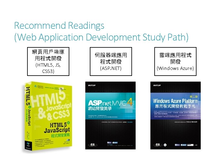 Recommend Readings (Web Application Development Study Path) 網頁用戶端應 用程式開發 (HTML 5, JS, CSS 3)