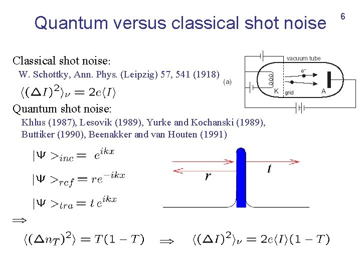 Quantum versus classical shot noise Classical shot noise: W. Schottky, Ann. Phys. (Leipzig) 57,