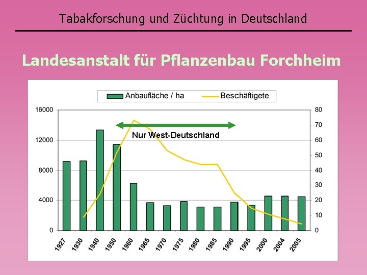Tabakforschung und Züchtung in Deutschland Landesanstalt für Pflanzenbau Forchheim Nur West-Deutschland 