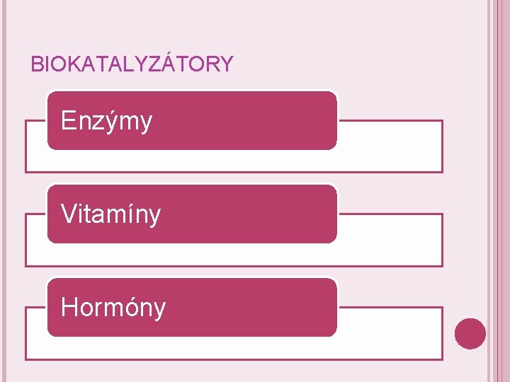 BIOKATALYZÁTORY Enzýmy Vitamíny Hormóny 