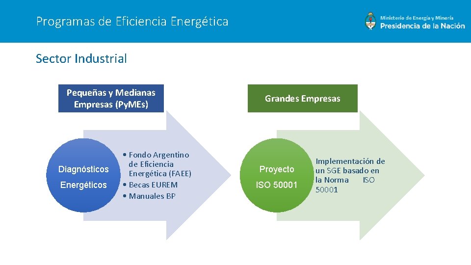 Programas de Eficiencia Energética Sector Industrial Pequeñas y Medianas Empresas (Py. MEs) Diagnósticos Energéticos