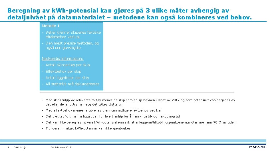 Beregning av k. Wh-potensial kan gjøres på 3 ulike måter avhengig av detaljnivået på