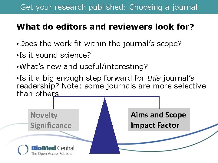 Get your research published: Choosing a journal What do editors and reviewers look for?