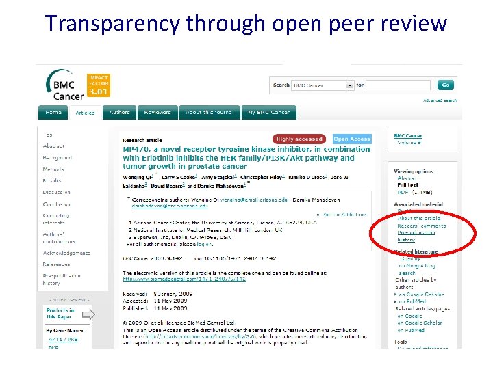 Transparency through open peer review 