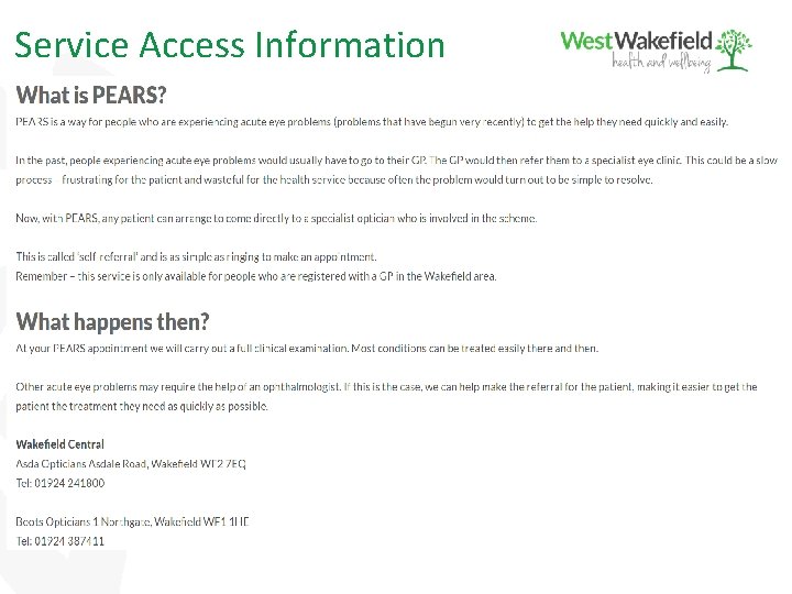 Service Access Information 
