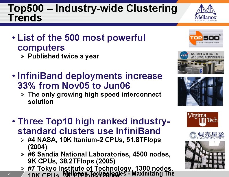 Top 500 – Industry-wide Clustering Trends • List of the 500 most powerful computers