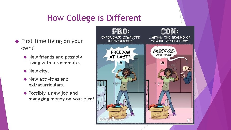 How College is Different First time living on your own? New friends and possibly