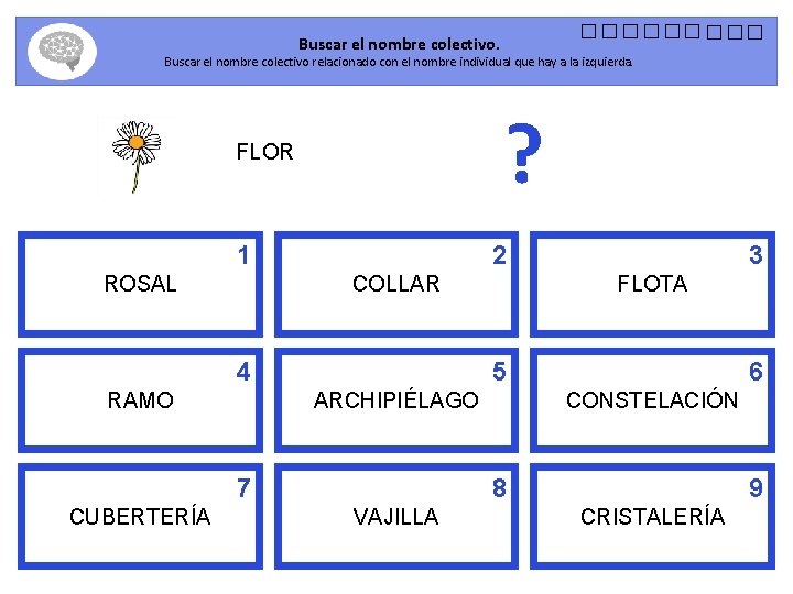 Buscar el nombre colectivo. Buscar el nombre colectivo relacionado con el nombre individual que