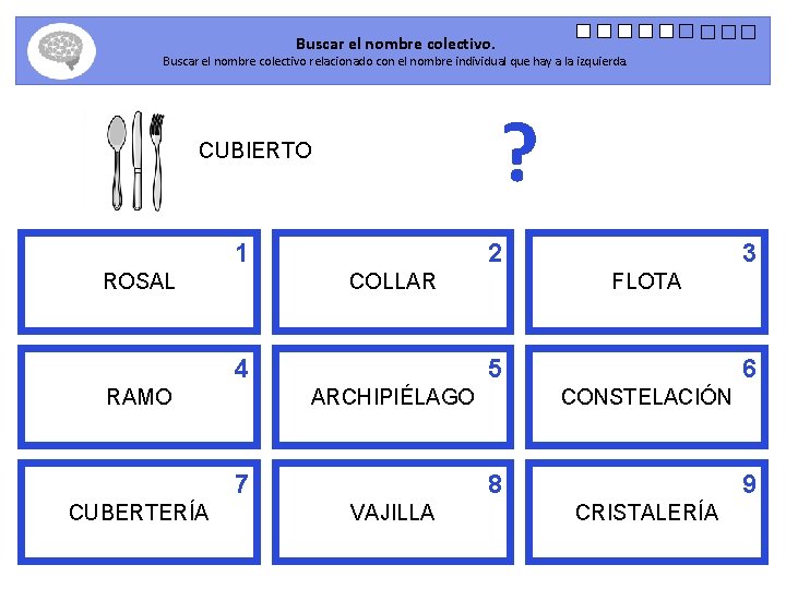 Buscar el nombre colectivo. Buscar el nombre colectivo relacionado con el nombre individual que