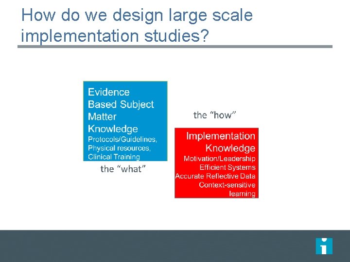 How do we design large scale implementation studies? 