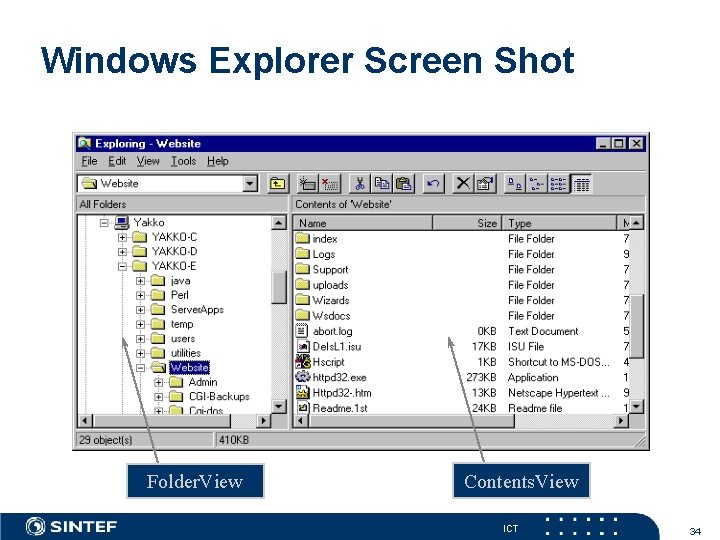 Windows Explorer Screen Shot Folder. View Contents. View ICT 34 