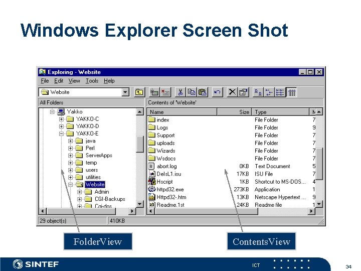 Windows Explorer Screen Shot Folder. View Contents. View ICT 34 