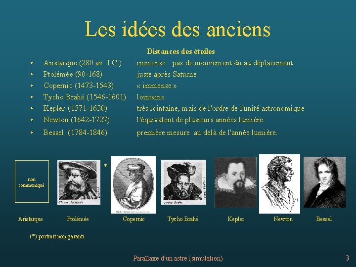 Les idées des anciens • • • Aristarque (280 av. J. C. ) Ptolémée