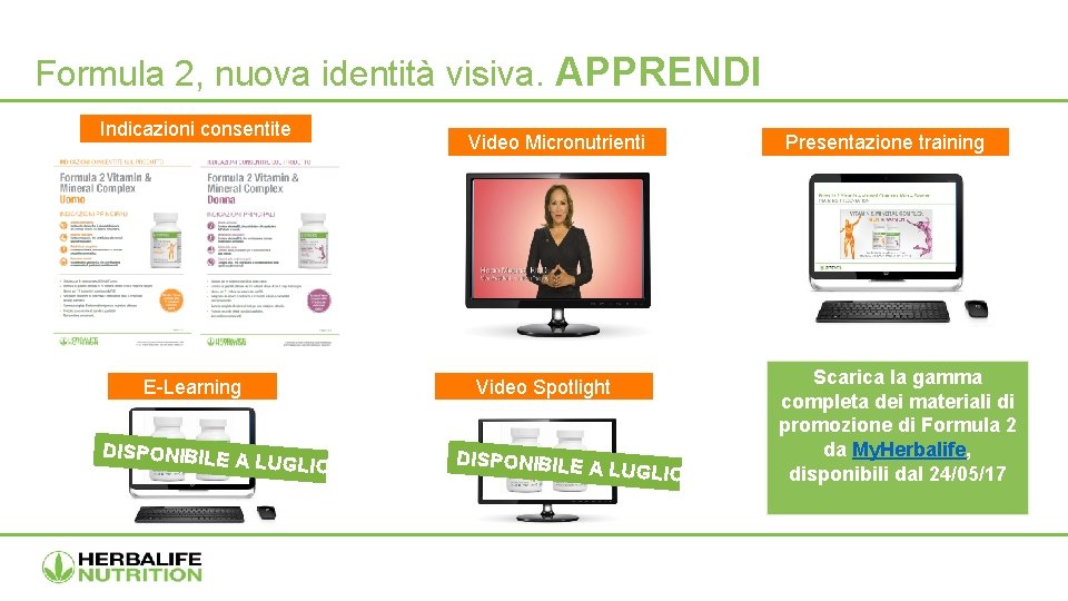 Formula 2, nuova identità visiva. APPRENDI Indicazioni consentite E-Learning DISPONIBILE A LUGLIO Video Micronutrienti