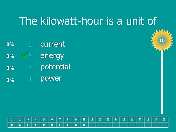 The kilowatt-hour is a unit of 10 current energy potential power 1. 2. 3.