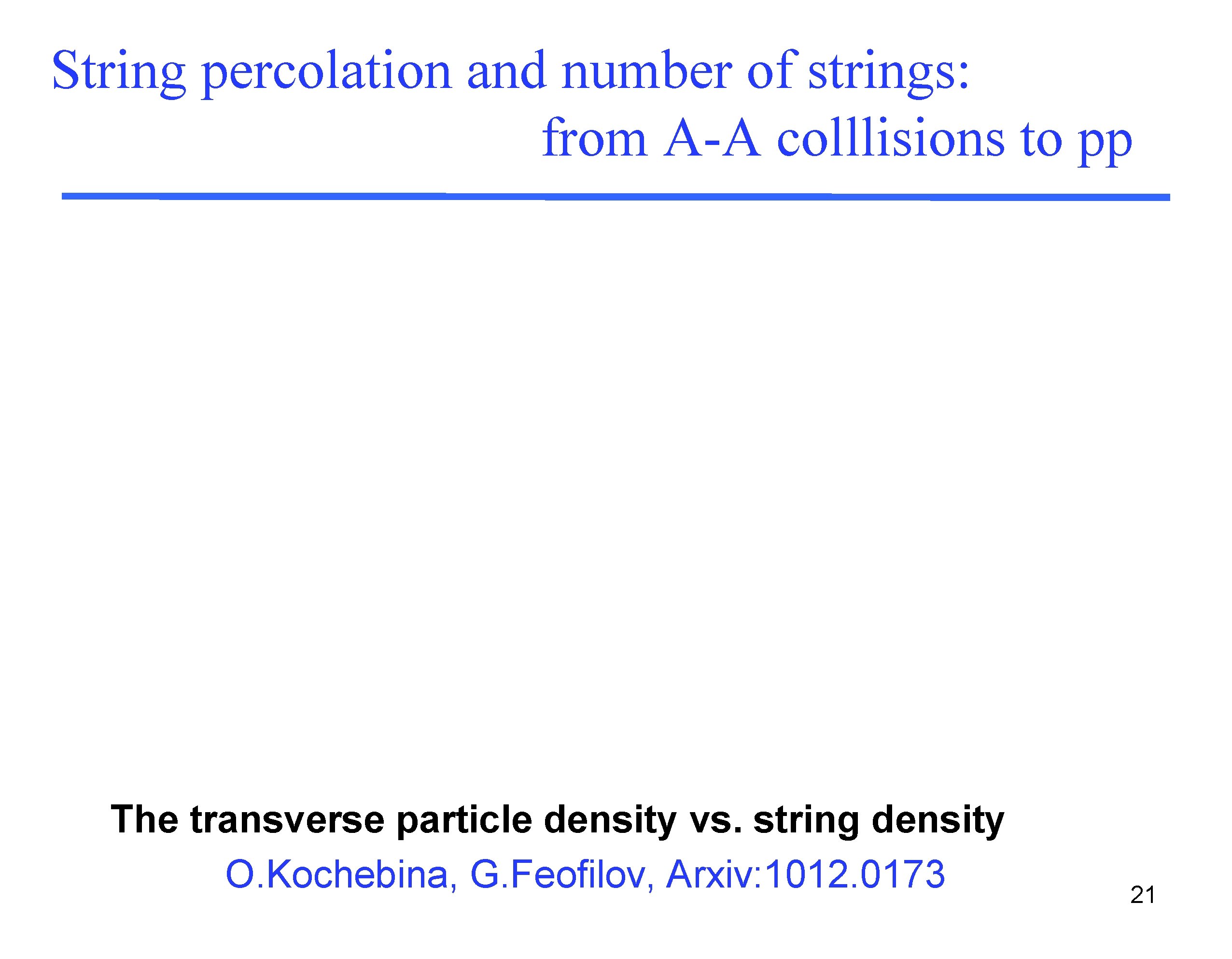 String percolation and number of strings: from A-A colllisions to pp The transverse particle