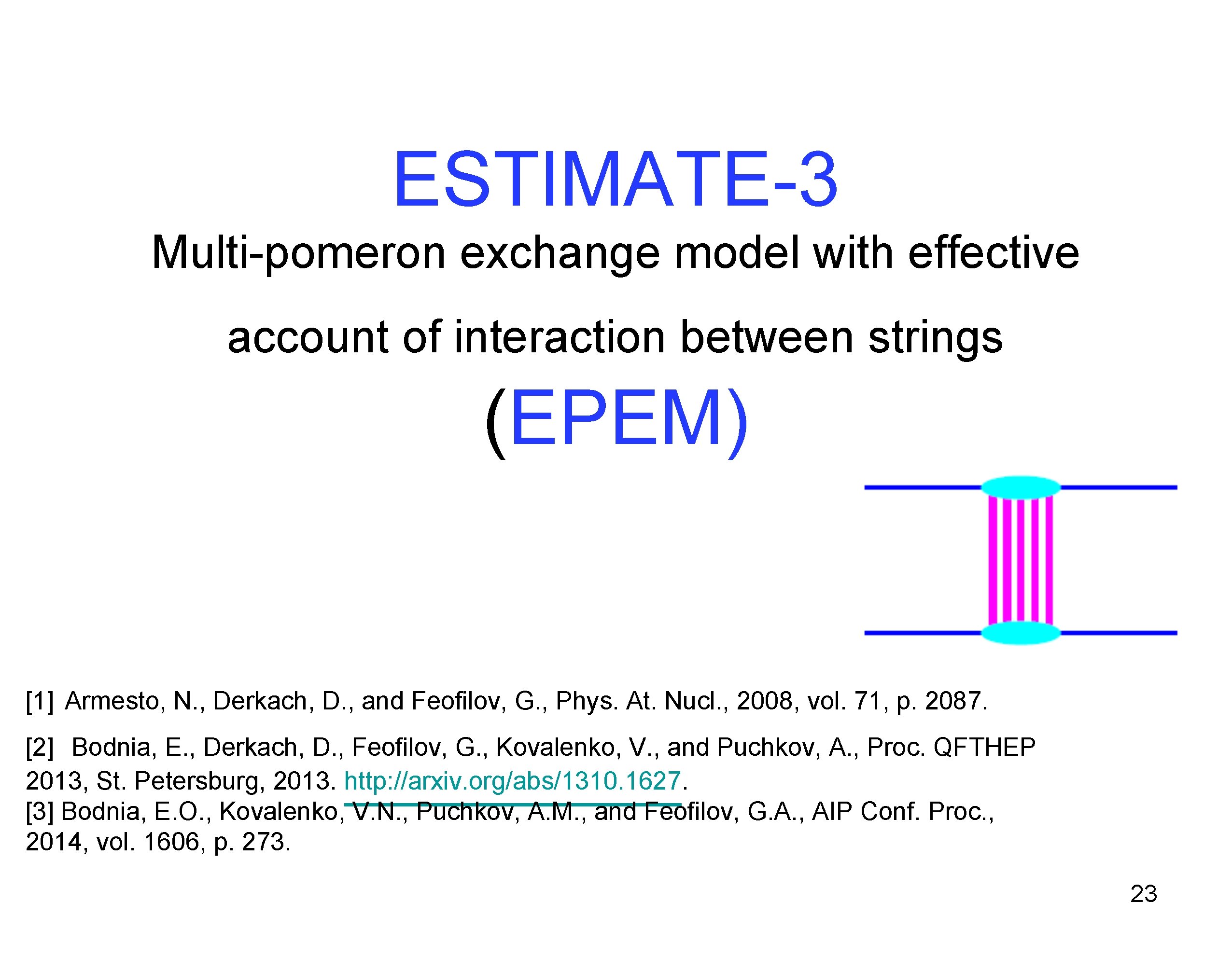 ESTIMATE-3 Multi-pomeron exchange model with effective account of interaction between strings (EPEM) [1] Armesto,
