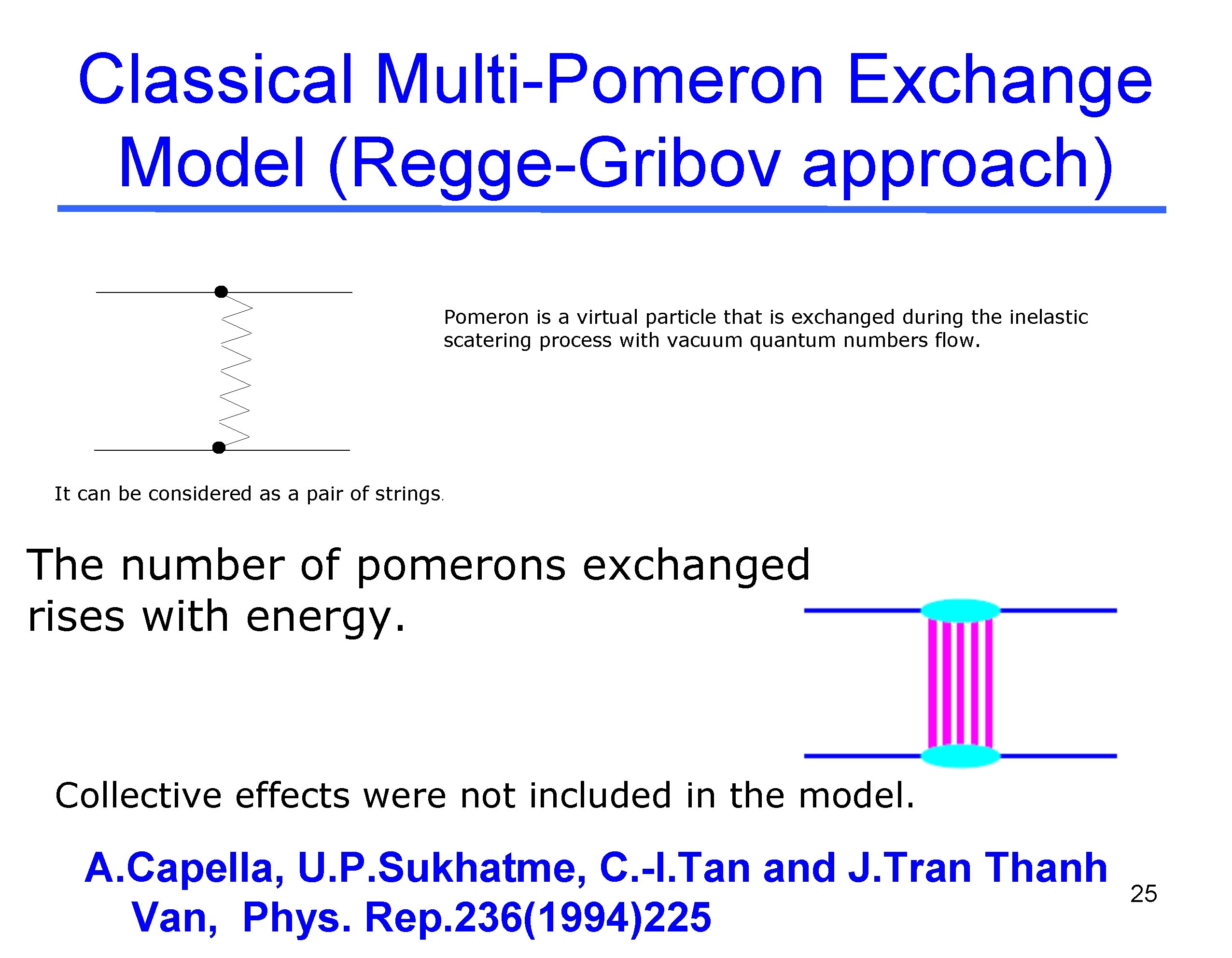 Classical Multi-Pomeron Exchange Model (Regge-Gribov approach) Pomeron is a virtual particle that is exchanged