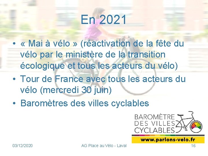 En 2021 • « Mai à vélo » (réactivation de la fête du vélo