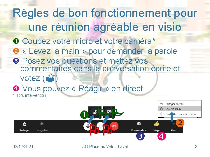 Règles de bon fonctionnement pour une réunion agréable en visio Coupez votre micro et