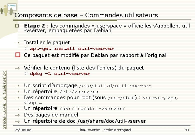 Composants de base – Commandes utilisateurs Etape 2 : les commandes « userspace »