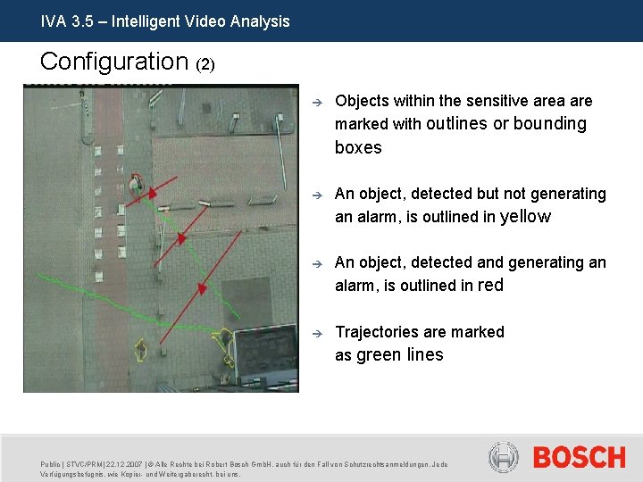 IVA 3. 5 – Intelligent Video Analysis Configuration (2) è Objects within the sensitive