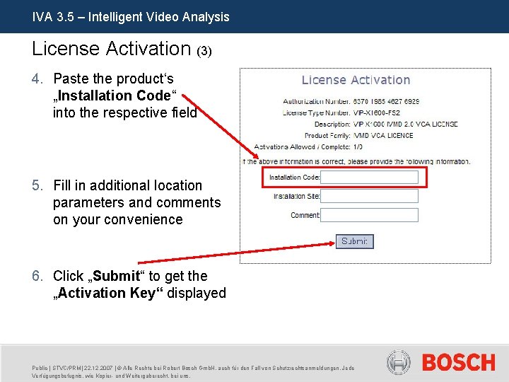 IVA 3. 5 – Intelligent Video Analysis License Activation (3) 4. Paste the product‘s