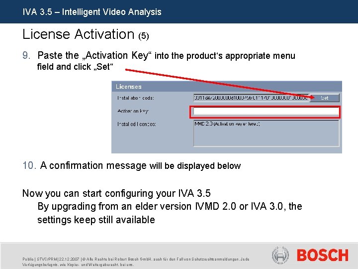 IVA 3. 5 – Intelligent Video Analysis License Activation (5) 9. Paste the „Activation