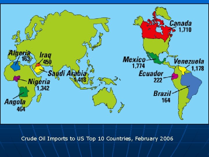 Crude Oil Imports to US Top 10 Countries, February 2006 