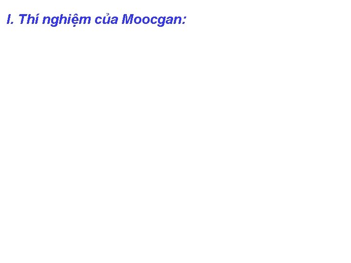 I. Thí nghiệm của Moocgan: 