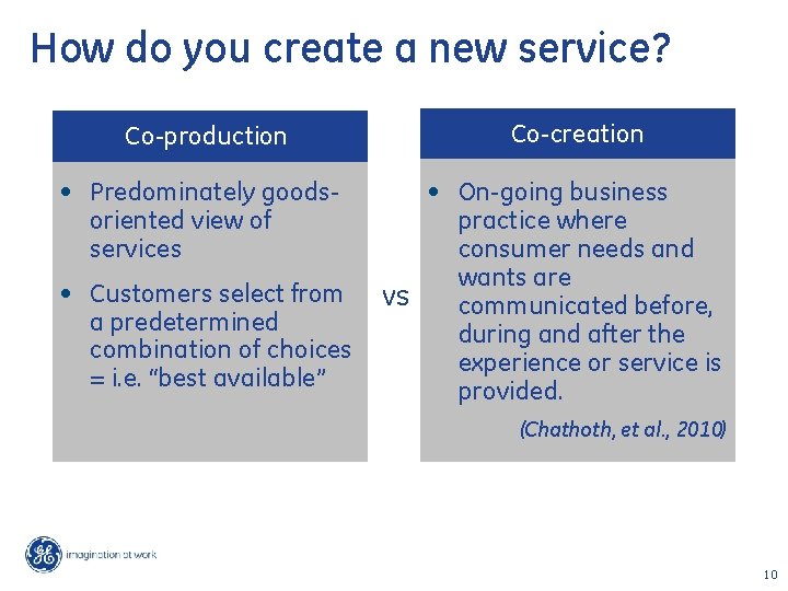 How do you create a new service? Co-production • Predominately goodsoriented view of services
