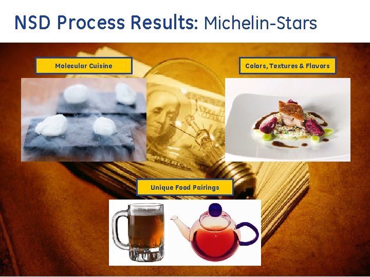 NSD Process Results: Michelin-Stars Molecular Cuisine Colors, Textures & Flavors Unique Food Pairings 14