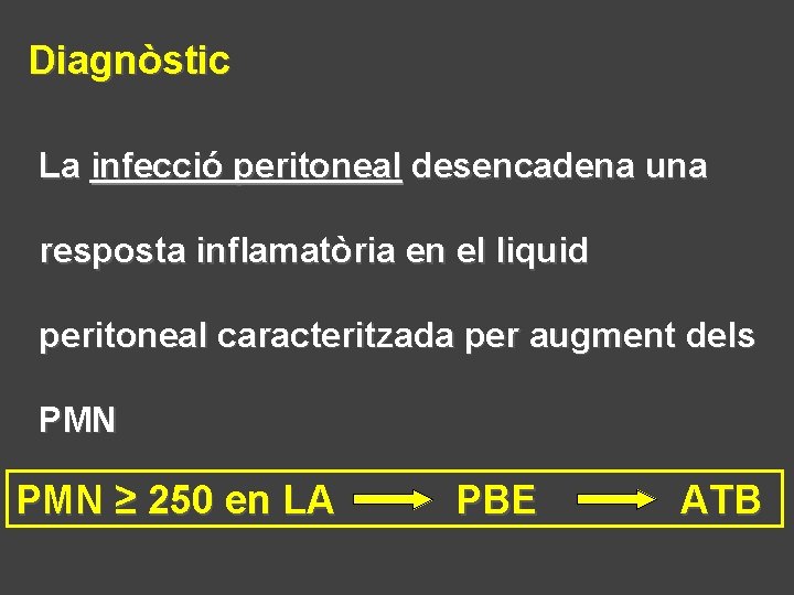 Diagnòstic La infecció peritoneal desencadena una resposta inflamatòria en el liquid peritoneal caracteritzada per