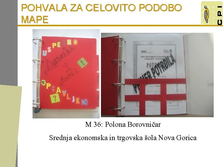 POHVALA ZA CELOVITO PODOBO MAPE M 36: Polona Borovničar Srednja ekonomska in trgovska šola