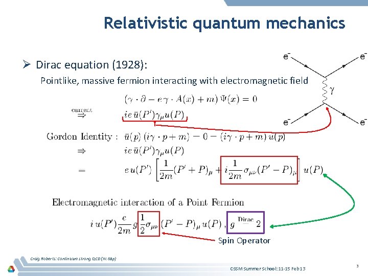 Relativistic quantum mechanics Ø Dirac equation (1928): Pointlike, massive fermion interacting with electromagnetic field