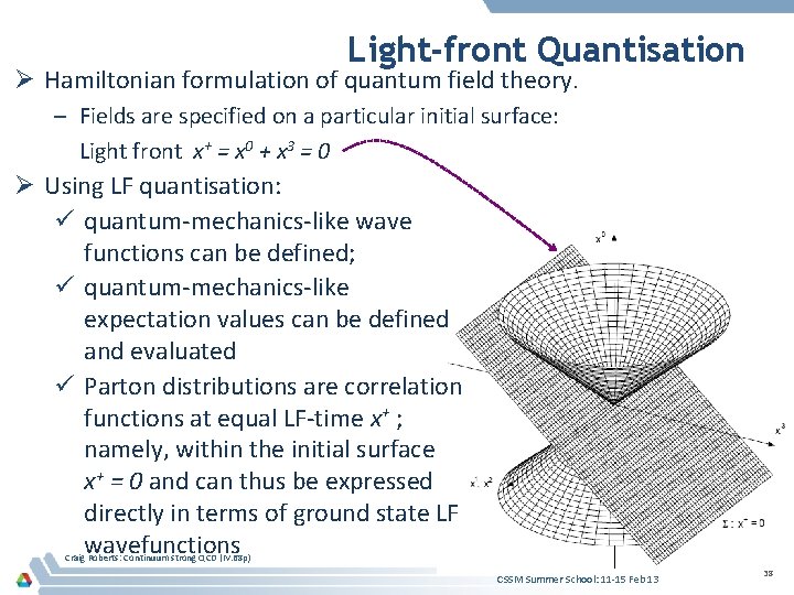 Light-front Quantisation Ø Hamiltonian formulation of quantum field theory. – Fields are specified on