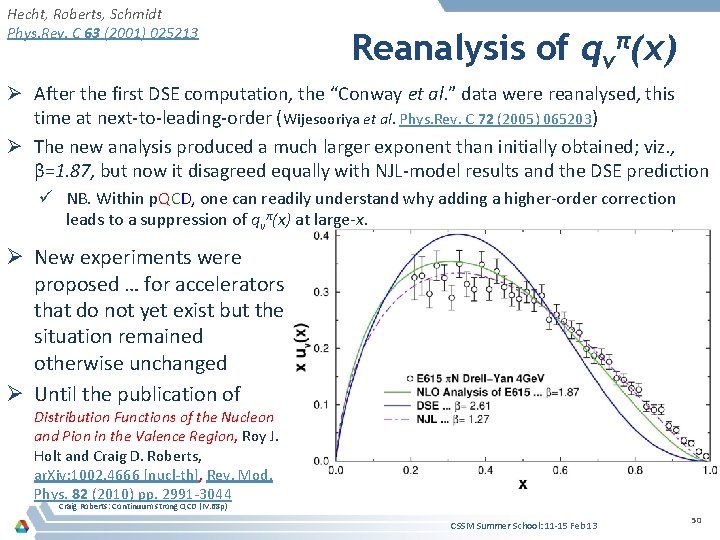 Hecht, Roberts, Schmidt Phys. Rev. C 63 (2001) 025213 Reanalysis of qvπ(x) Ø After