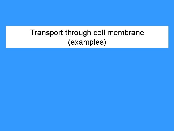 Transport through cell membrane (examples) 