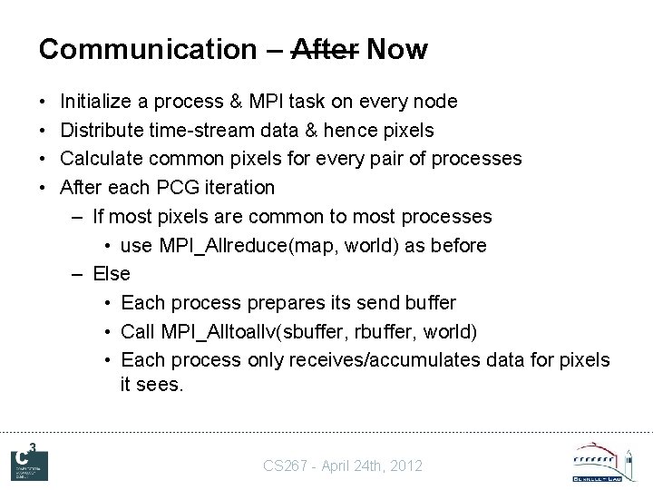 Communication – After Now • • Initialize a process & MPI task on every
