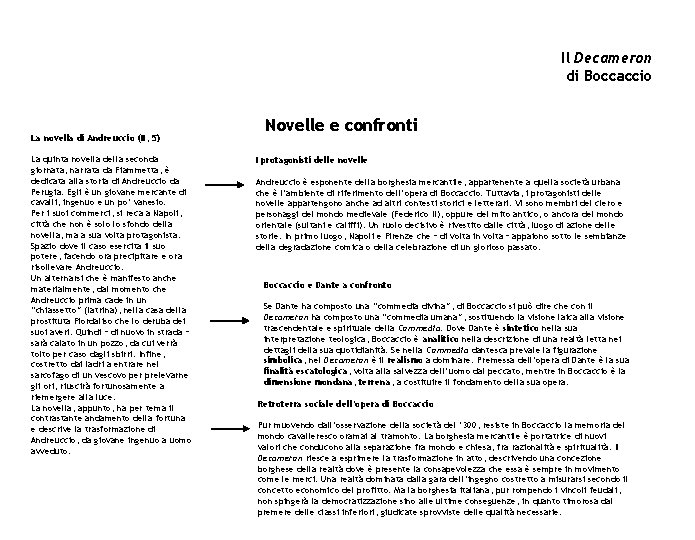 Il Decameron di Boccaccio Autore ed opera Notizie