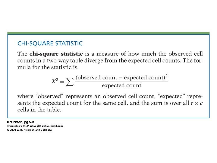 Definition, pg 531 Introduction to the Practice of Statistics, Sixth Edition © 2009 W.