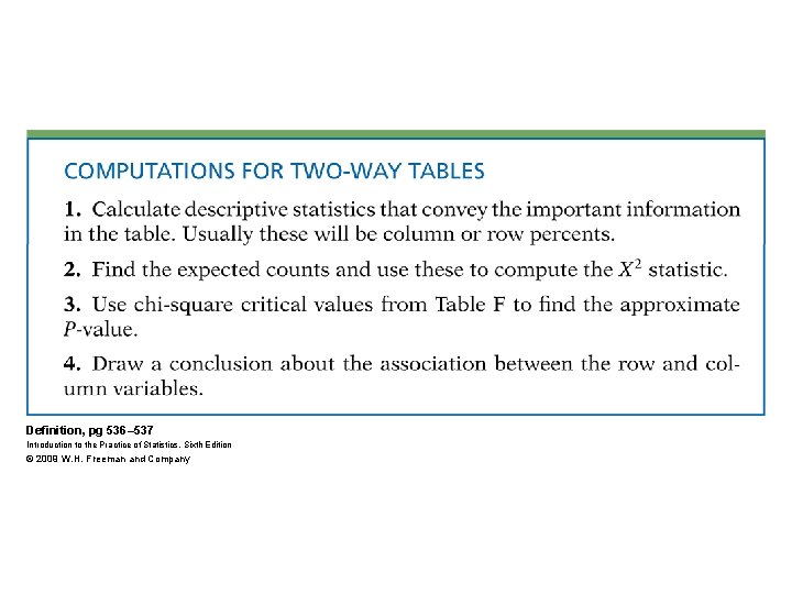 Definition, pg 536– 537 Introduction to the Practice of Statistics, Sixth Edition © 2009