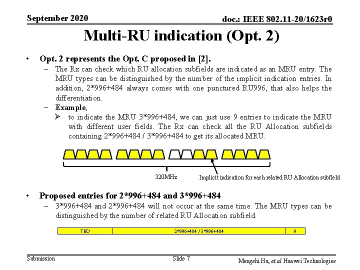 September 2020 doc. : IEEE 802. 11 -20/1623 r 0 Multi-RU indication (Opt. 2)