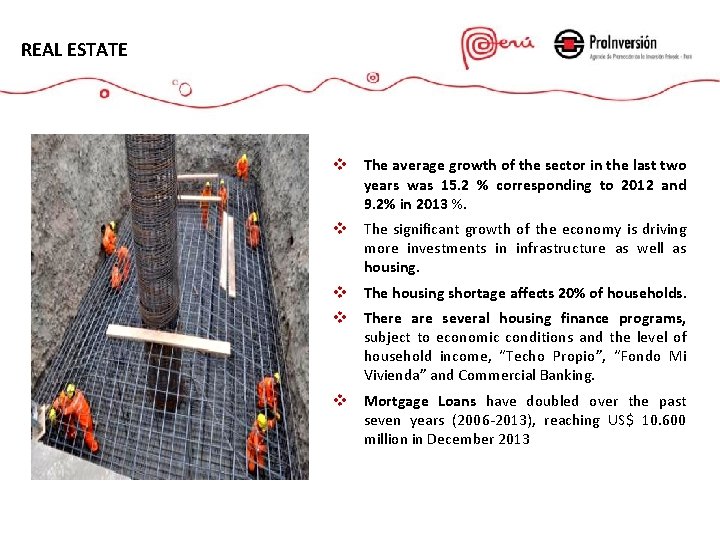 REAL ESTATE v The average growth of the sector in the last two years