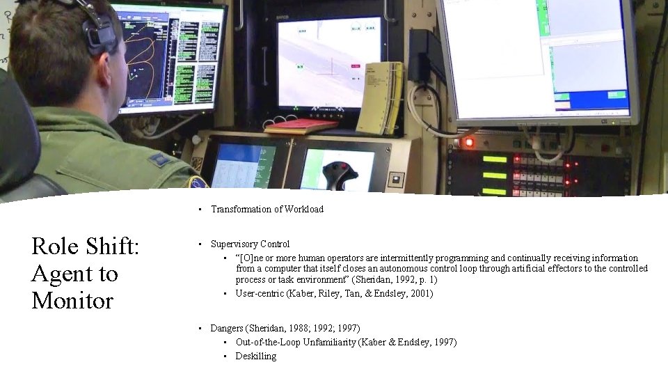  • Transformation of Workload Role Shift: Agent to Monitor • Supervisory Control •